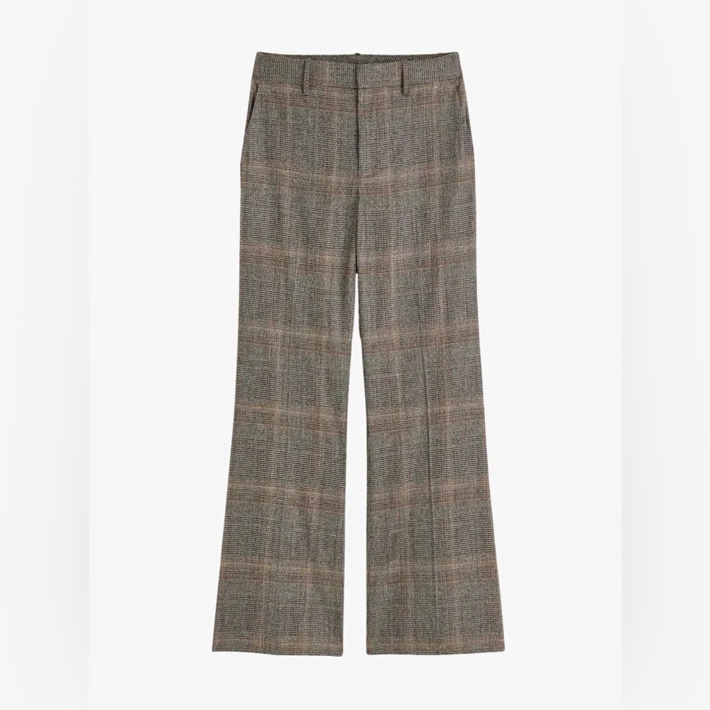 Judith & Charles Grey Windowpane Check Wool Wide leg Pant - 33” Inseam